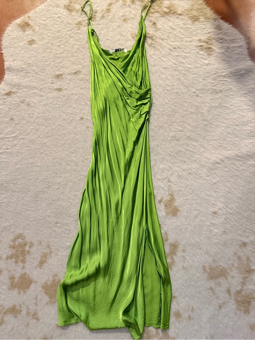 Zara Green Slip Maxi Dress - Elegant Bias-Cut Silhouette